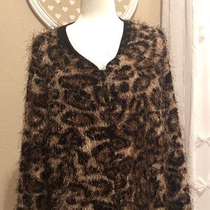 Fuzzy Animal Print Sweater